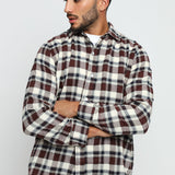 PLAID FLANNEL CHECK SHIRT - MAROON NAVY - JMOJO - Men's Check Shirts