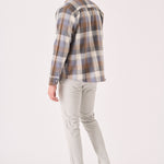 PLAID FLANNEL CHECK SHIRT - ORANGE GREY - JMOJO - Men's Check Shirts