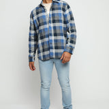 PLAID FLANNEL CHECK SHIRT - TONES OF BLUE - JMOJO - Men's Check Shirts