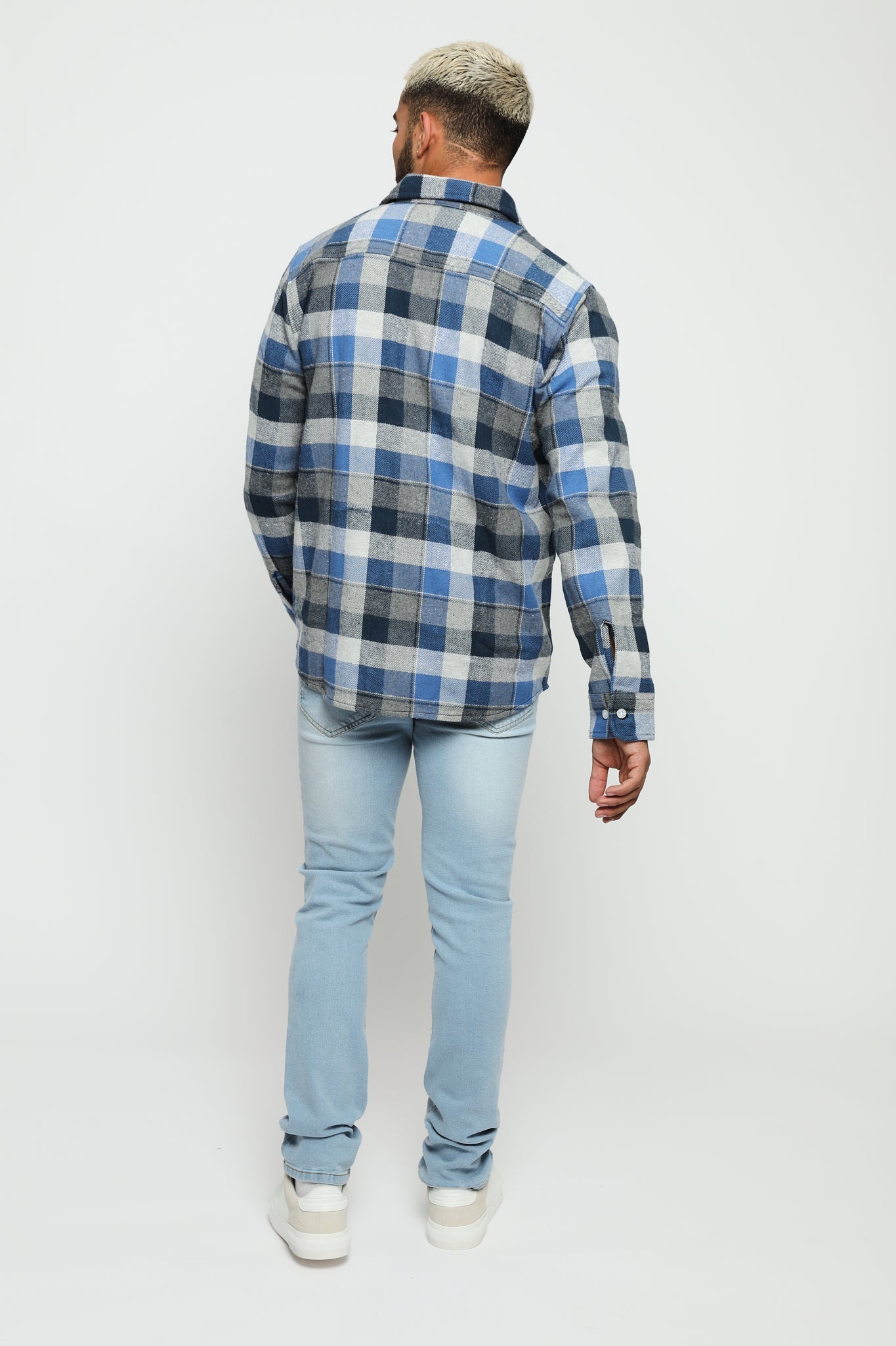 PLAID FLANNEL CHECK SHIRT - TONES OF BLUE - JMOJO - Men's Check Shirts