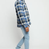 PLAID FLANNEL CHECK SHIRT - TONES OF BLUE - JMOJO - Men's Check Shirts