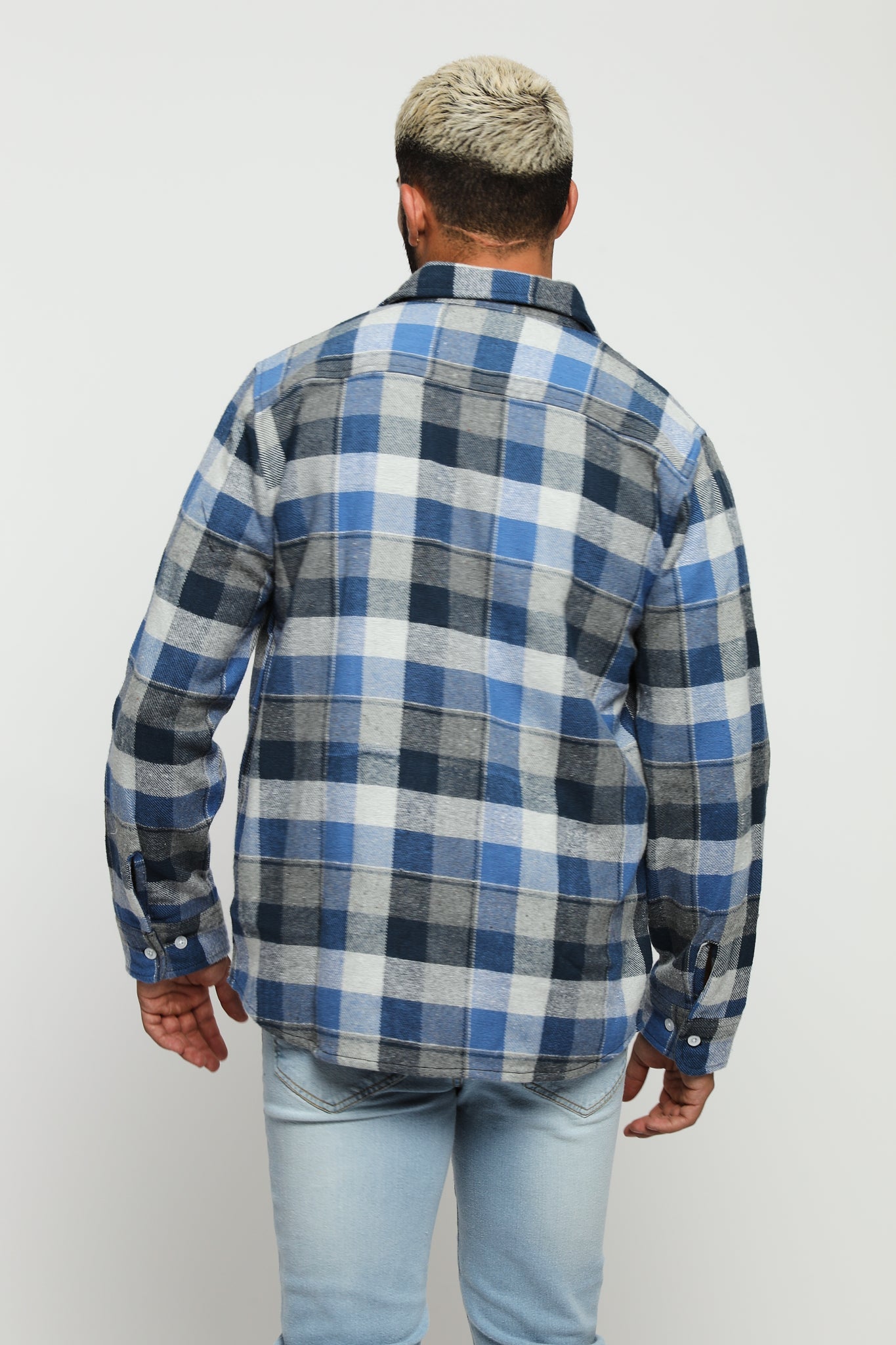 PLAID FLANNEL CHECK SHIRT - TONES OF BLUE - JMOJO - Men's Check Shirts