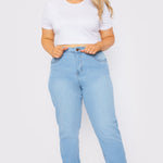 PLUS SIZE STRAIGHT LEG JEANS - LIGHT BLUE WASH - JMOJO - Women's Straight Leg Jeans