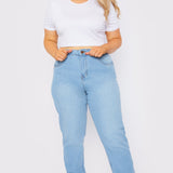 PLUS SIZE STRAIGHT LEG JEANS - LIGHT BLUE WASH - JMOJO - Women's Straight Leg Jeans