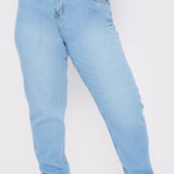 PLUS SIZE STRAIGHT LEG JEANS - LIGHT BLUE WASH - JMOJO - Women's Straight Leg Jeans