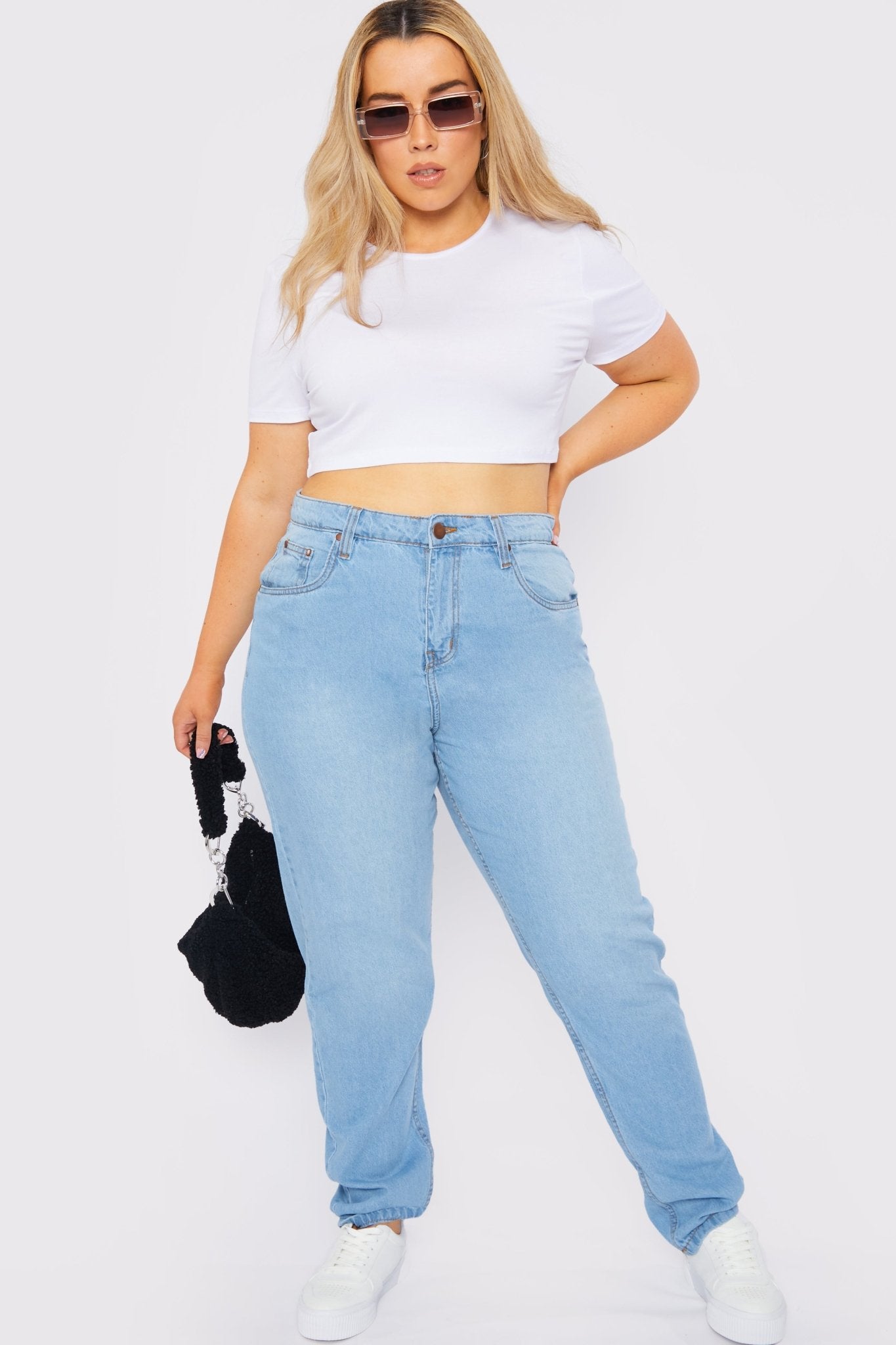 PLUS SIZE STRAIGHT LEG JEANS - LIGHT BLUE WASH - JMOJO - Women's Straight Leg Jeans