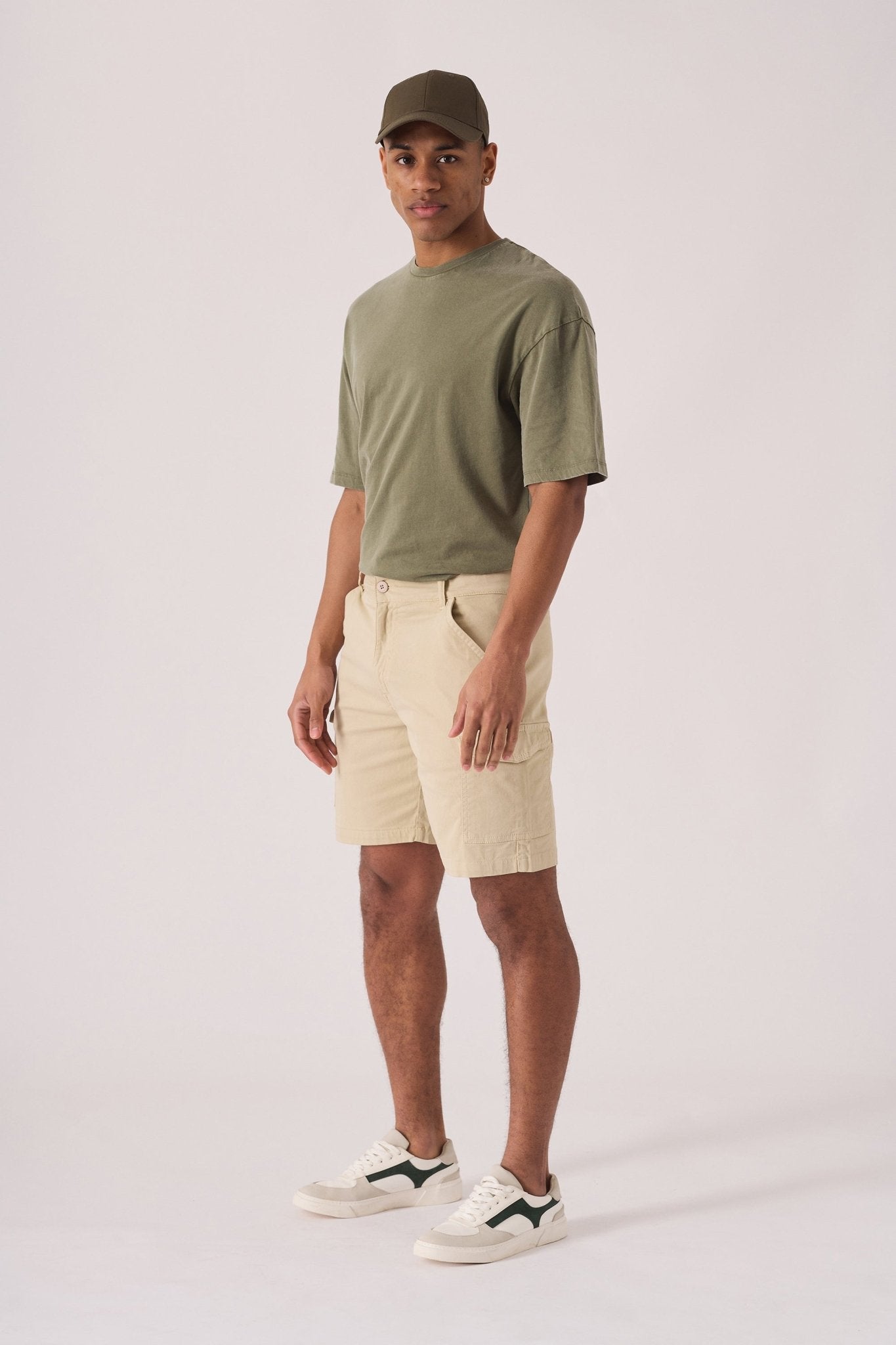 REGULAR CARGO SHORTS - BEIGE - JMOJO - Men's Cargo Denim Shorts