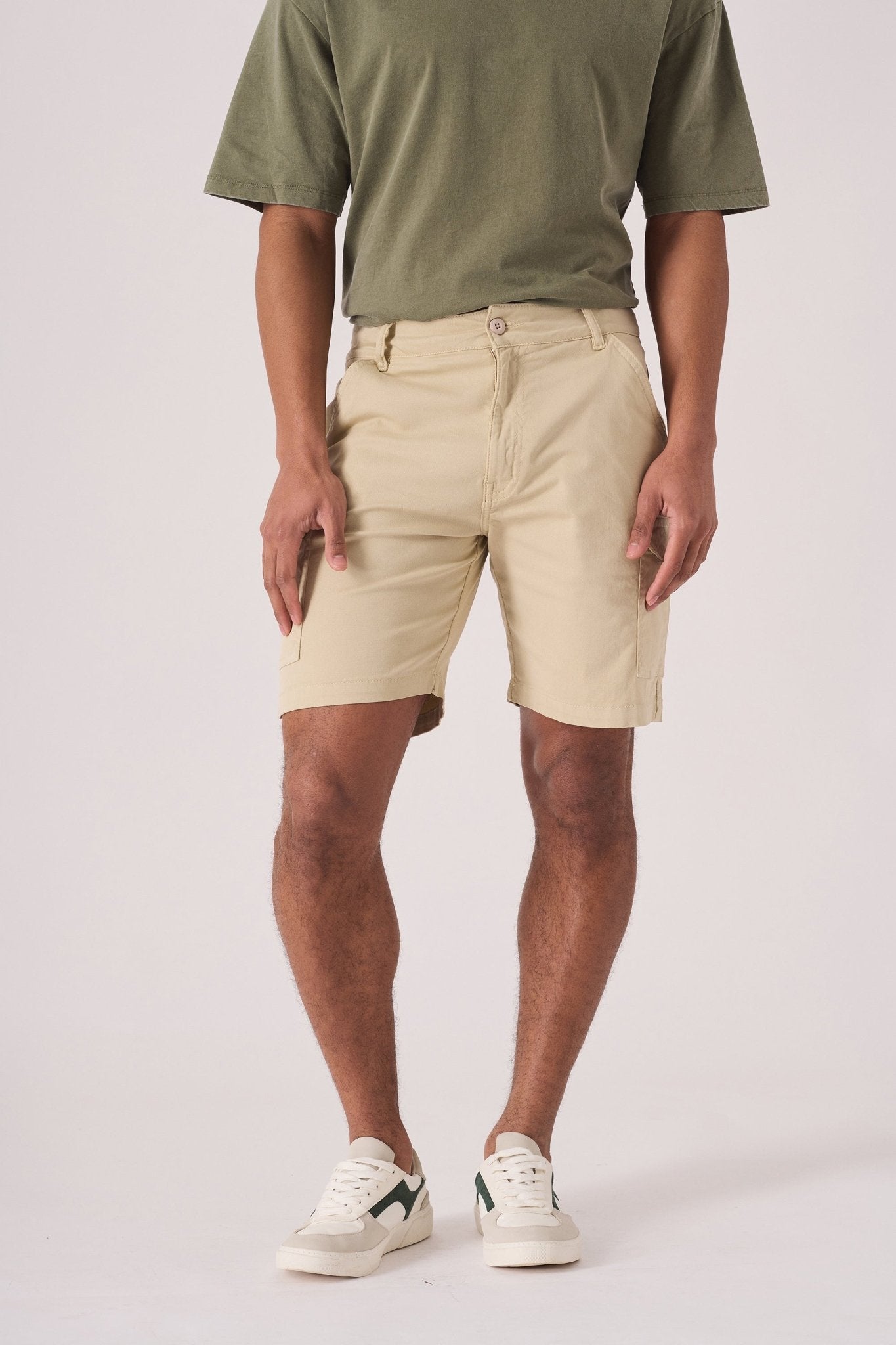 REGULAR CARGO SHORTS - BEIGE - JMOJO - Men's Cargo Denim Shorts