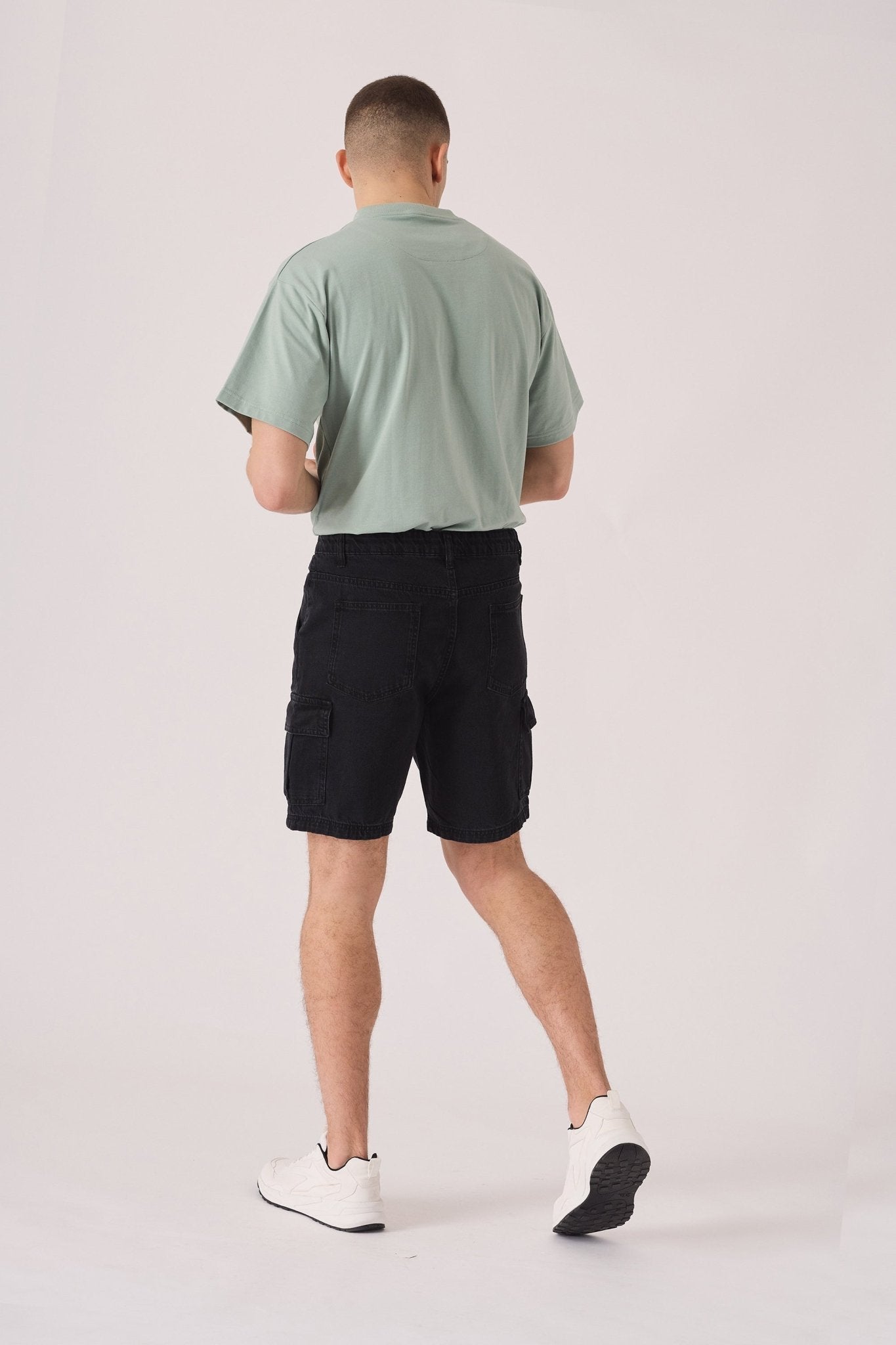 REGULAR CARGO SHORTS - BLACK WASH - JMOJO - Men's Cargo Denim Shorts