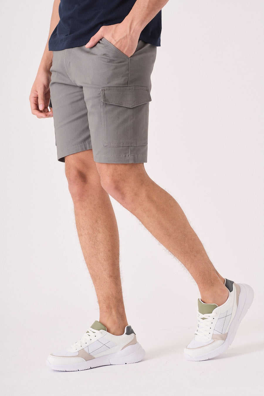 REGULAR CARGO SHORTS - GREY - JMOJO - Men's Cargo Denim Shorts