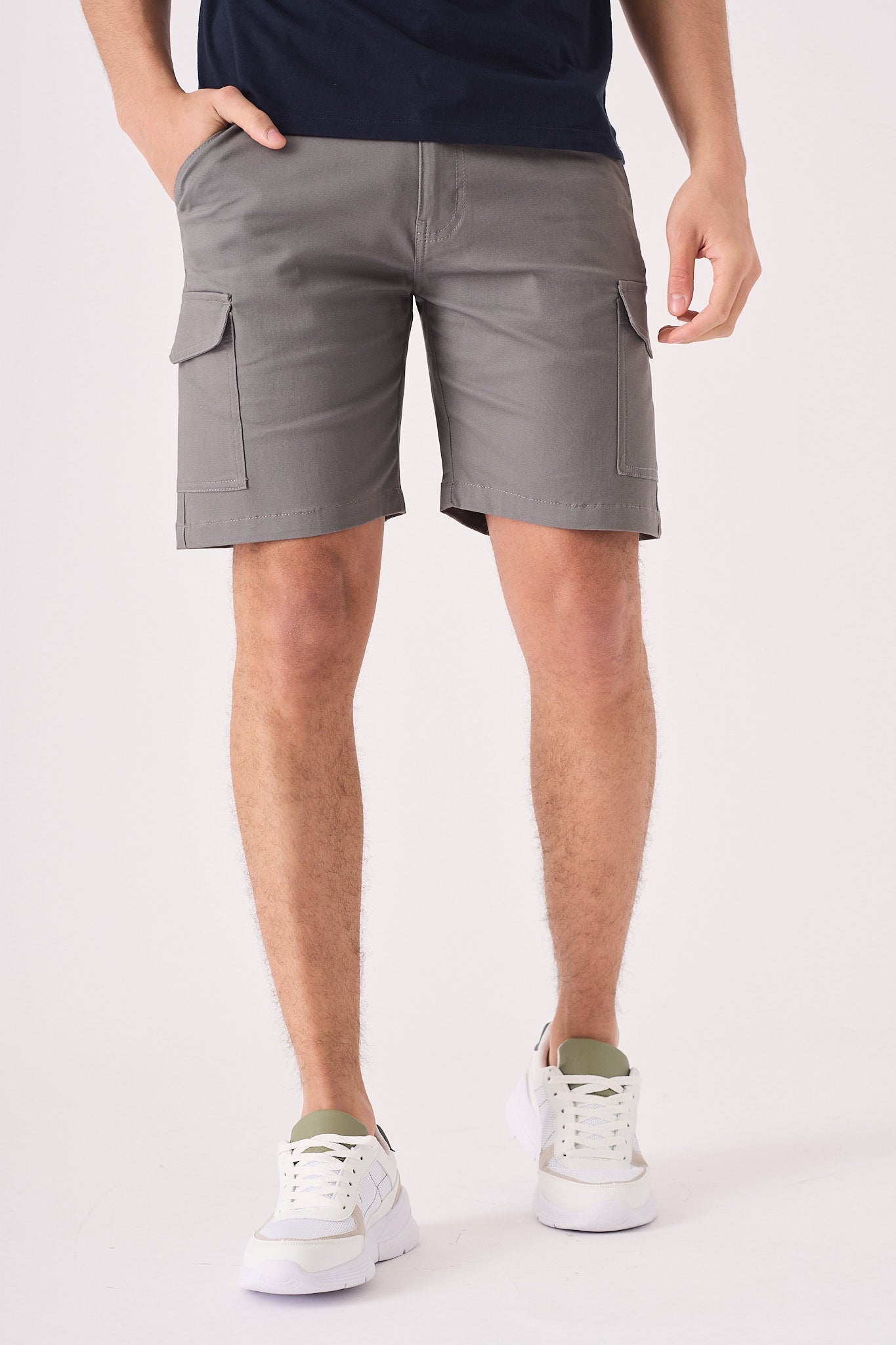 REGULAR CARGO SHORTS - GREY - JMOJO - Men's Cargo Denim Shorts