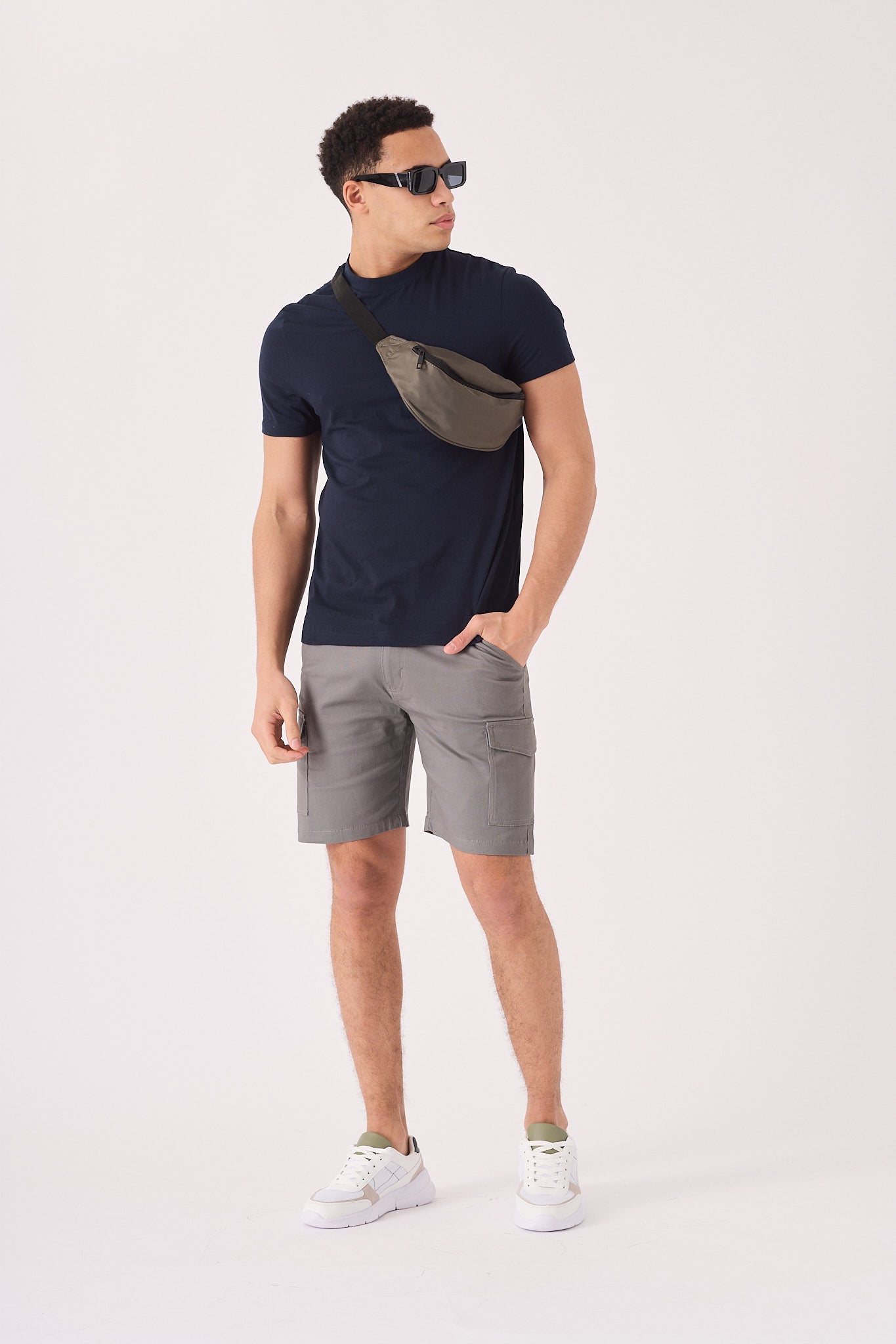 REGULAR CARGO SHORTS - GREY - JMOJO - Men's Cargo Denim Shorts