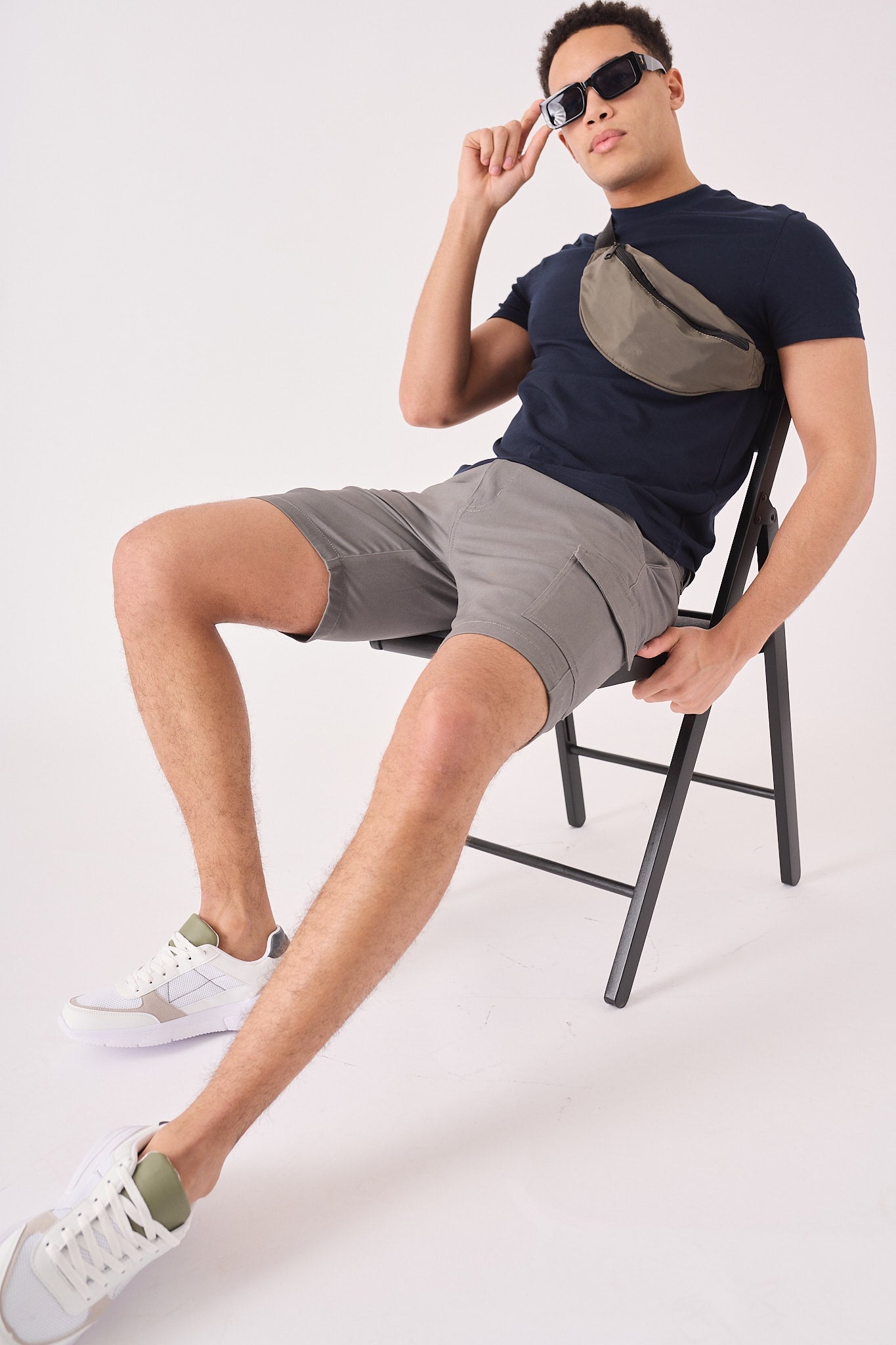 REGULAR CARGO SHORTS - GREY - JMOJO - Men's Cargo Denim Shorts