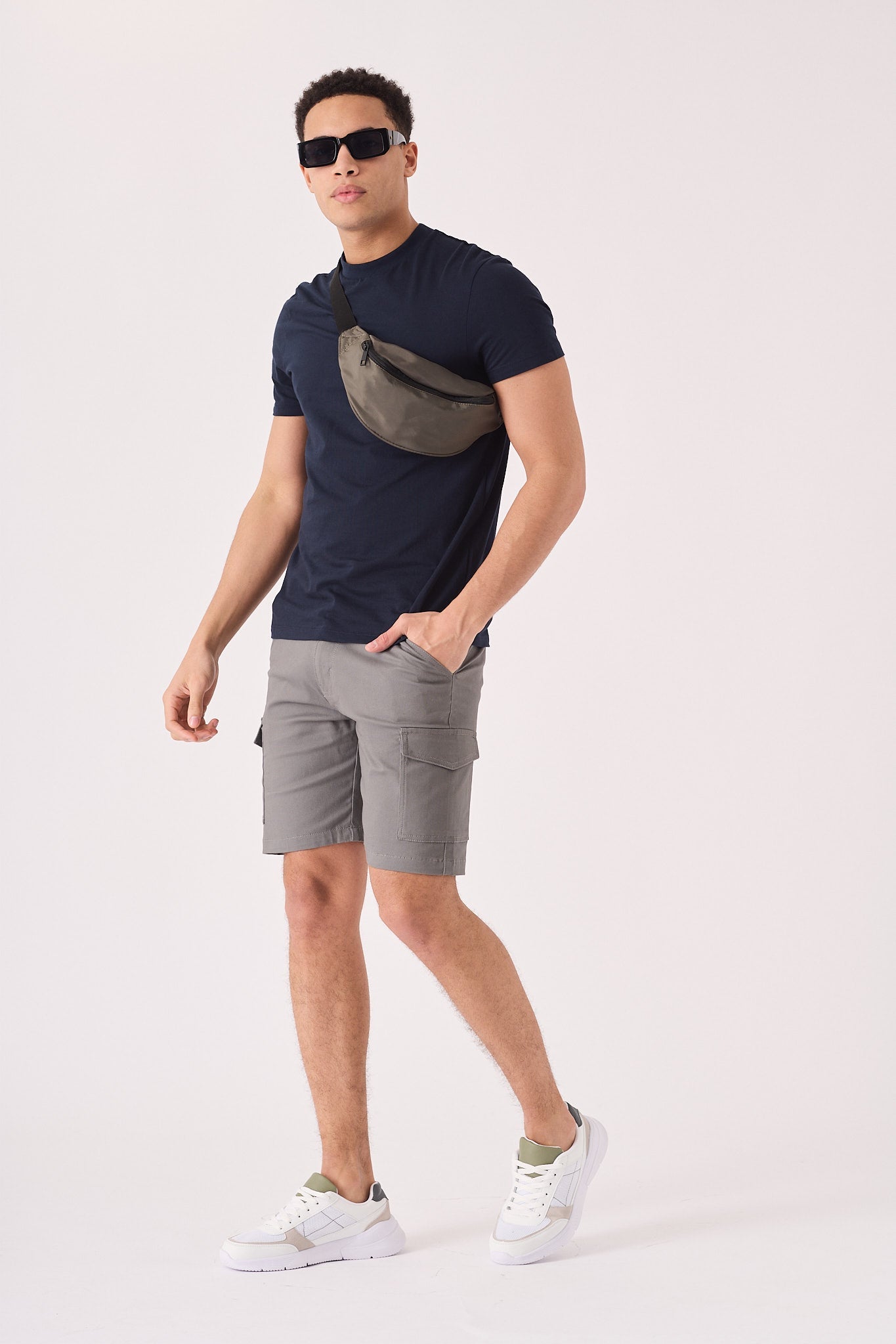 REGULAR CARGO SHORTS - GREY - JMOJO - Men's Cargo Denim Shorts