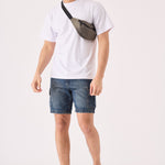 REGULAR CARGO SHORTS - MID BLUE WASH - JMOJO - Men's Cargo Denim Shorts