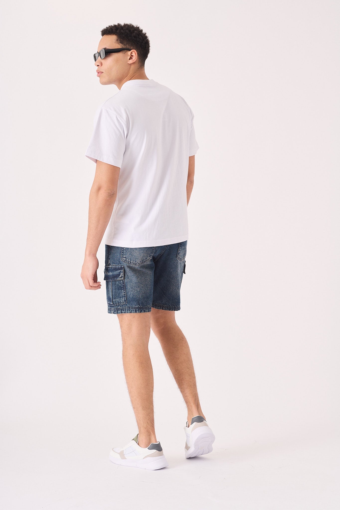 REGULAR CARGO SHORTS - MID BLUE WASH - JMOJO - Men's Cargo Denim Shorts