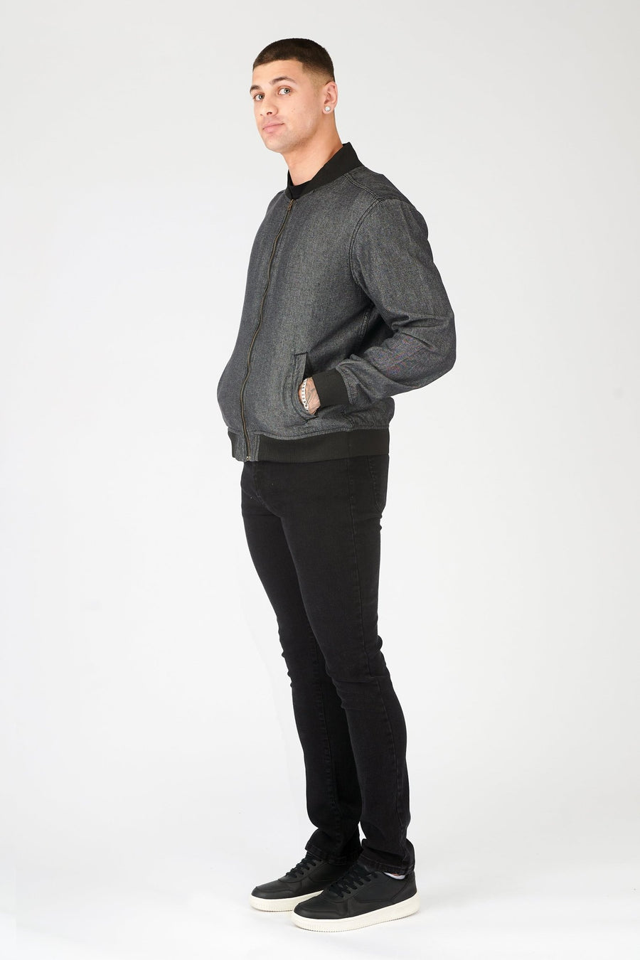 REGULAR FIT BOMBER JACKET - GREY - JMOJO - Men's Bomber Jackets