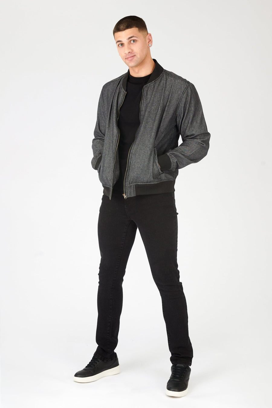 REGULAR FIT BOMBER JACKET - GREY - JMOJO - Men's Bomber Jackets