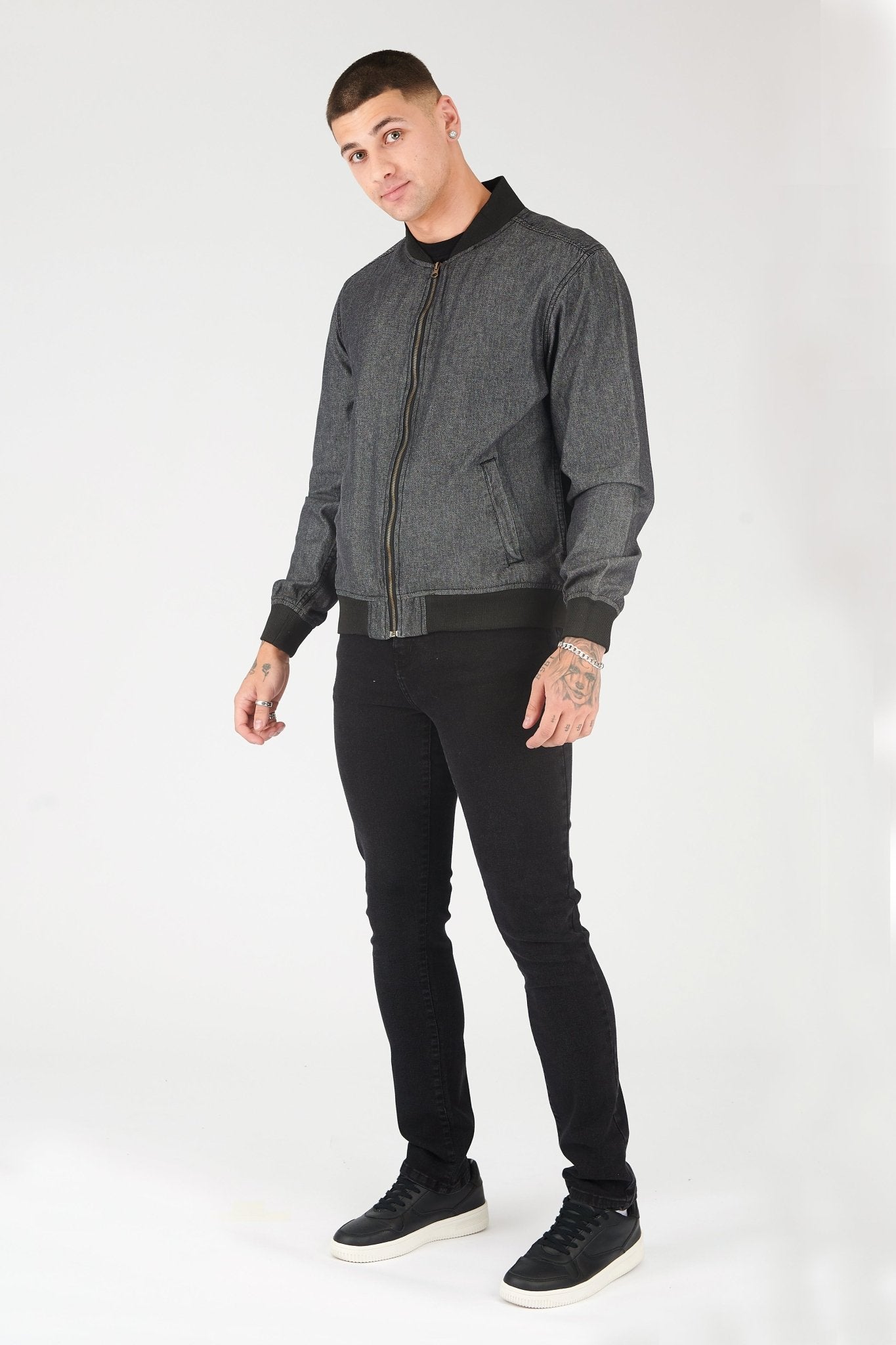 REGULAR FIT BOMBER JACKET - GREY - JMOJO - Men's Bomber Jackets