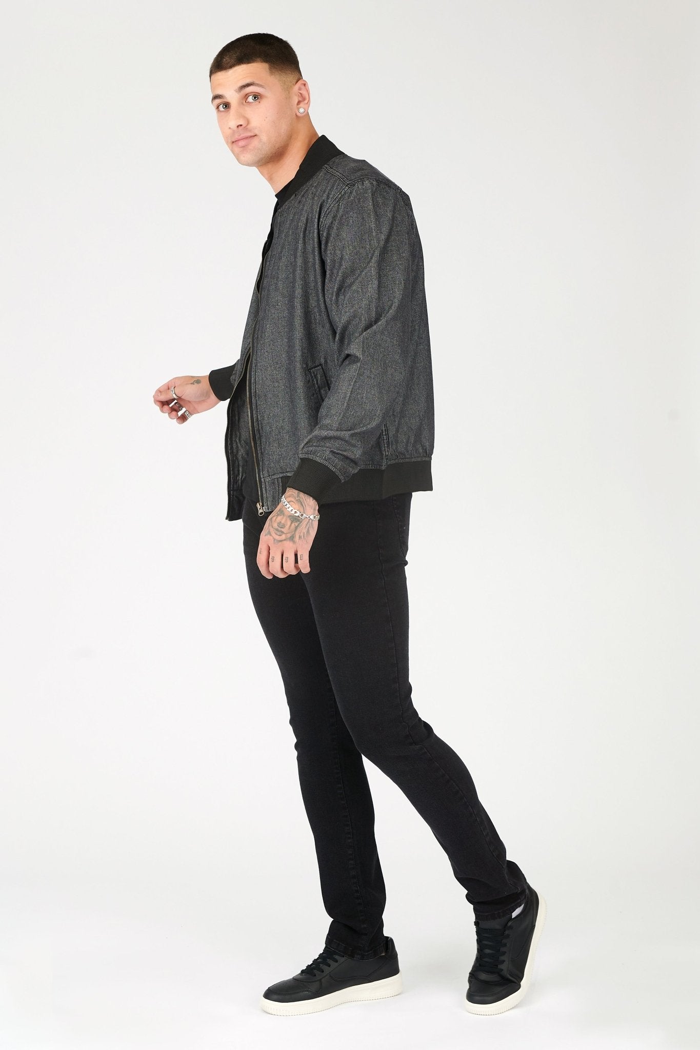 REGULAR FIT BOMBER JACKET - GREY - JMOJO - Men's Bomber Jackets