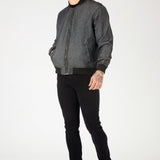 REGULAR FIT BOMBER JACKET - GREY - JMOJO - Men's Bomber Jackets