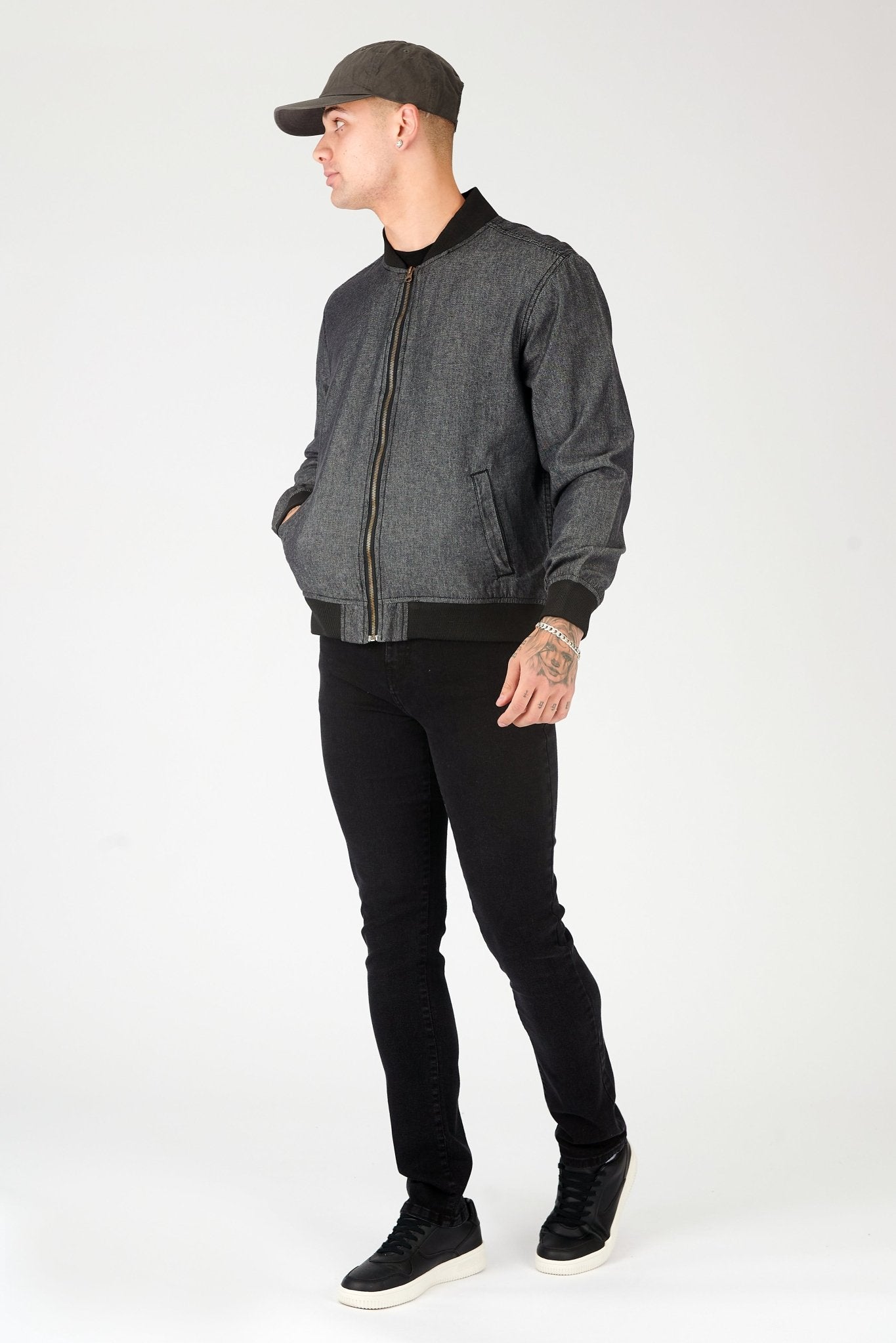 REGULAR FIT BOMBER JACKET - GREY - JMOJO - Men's Bomber Jackets