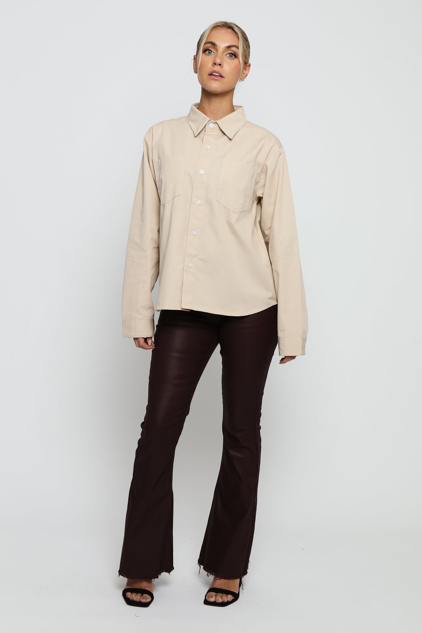 REGULAR FIT COTTON SHIRT - BEIGE - JMOJO - Women's Shirts