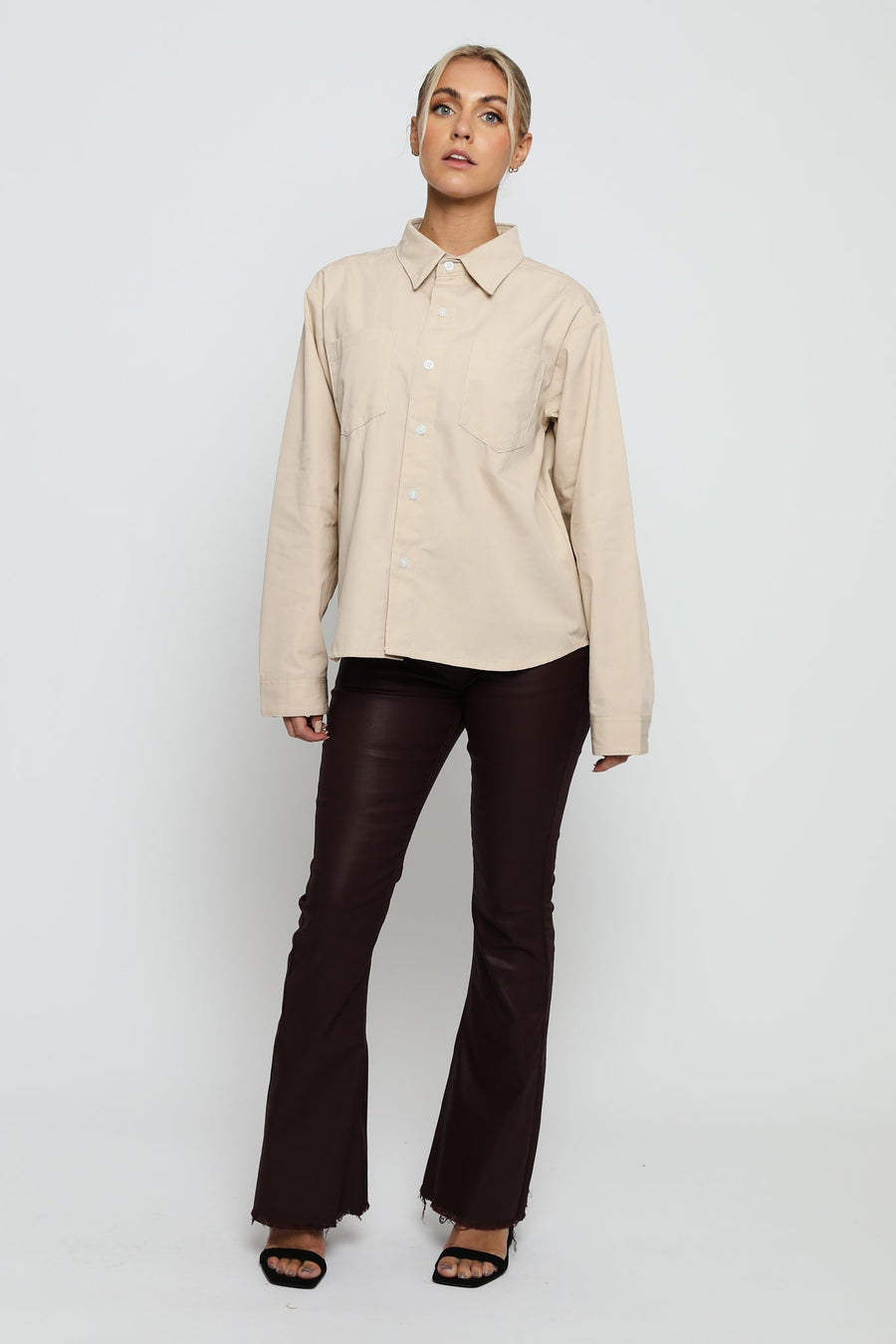 REGULAR FIT COTTON SHIRT - BEIGE - JMOJO - Women's Shirts