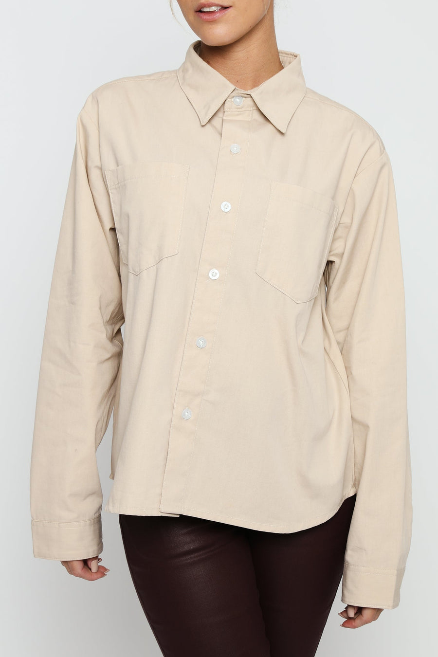 REGULAR FIT COTTON SHIRT - BEIGE - JMOJO - Women's Shirts