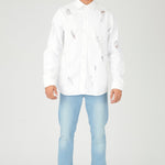 REGULAR FIT RIPPED DENIM SHIRT - WHITE - JMOJO - Men's Denim Shirts