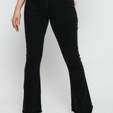 SABLE Black Frayed Hem Flare Jeans - Black Wash - JMOJO - Women's Flare Jeans