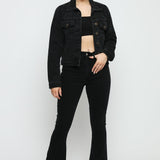 SABLE Black Frayed Hem Flare Jeans - Black Wash - JMOJO - Women's Flare Jeans