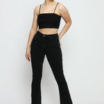 SABLE Black Frayed Hem Flare Jeans - Black Wash - JMOJO - Women's Flare Jeans