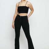 SABLE Black Frayed Hem Flare Jeans - Black Wash - JMOJO - Women's Flare Jeans