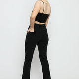 SABLE Black Frayed Hem Flare Jeans - Black Wash - JMOJO - Women's Flare Jeans