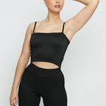 Sable Textured Stripe Crop Top – Black - JMOJO - Women's Athleisure Crop Top