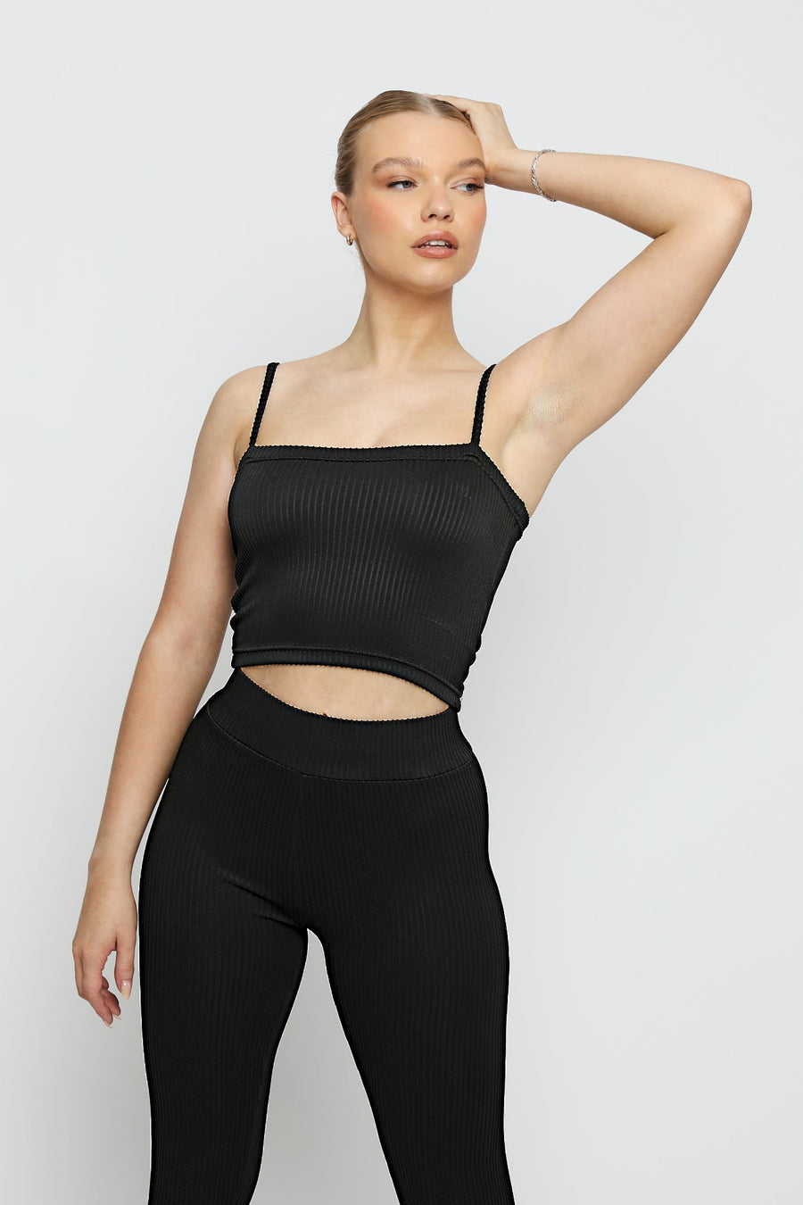 Sable Textured Stripe Crop Top – Black - JMOJO - Women's Athleisure Crop Top