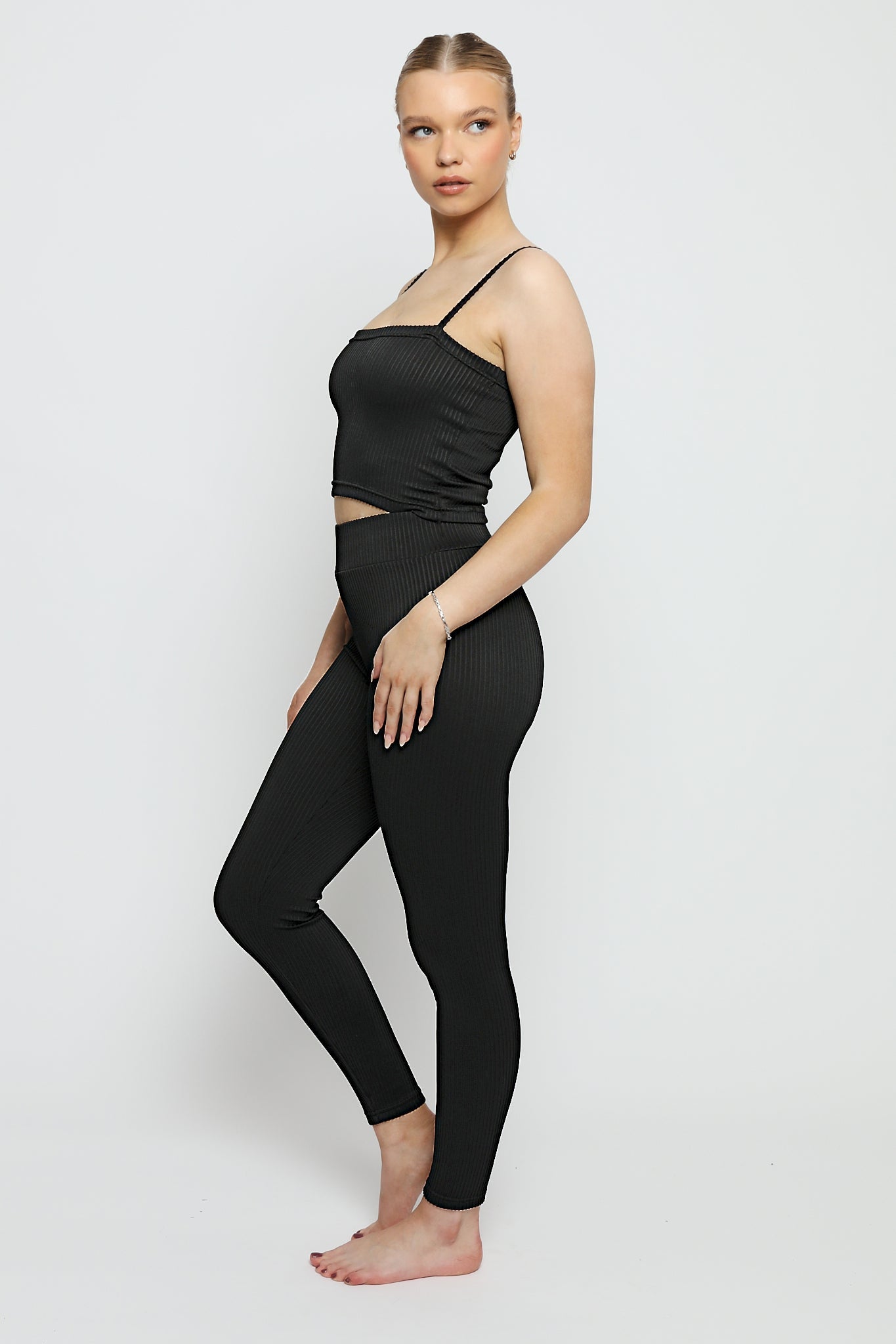 Sable Textured Stripe Crop Top – Black - JMOJO - Women's Athleisure Crop Top