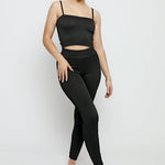 Sable Textured Stripe Crop Top – Black - JMOJO - Women's Athleisure Crop Top