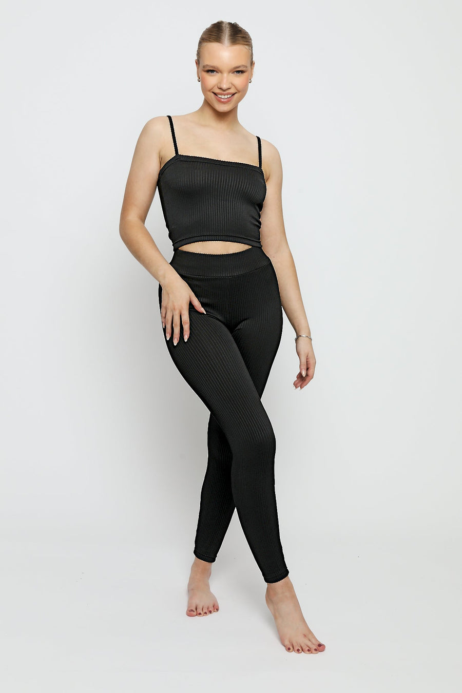 Sable Textured Stripe Crop Top – Black - JMOJO - Women's Athleisure Crop Top
