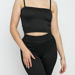 Sable Textured Stripe Crop Top – Black - JMOJO - Women's Athleisure Crop Top
