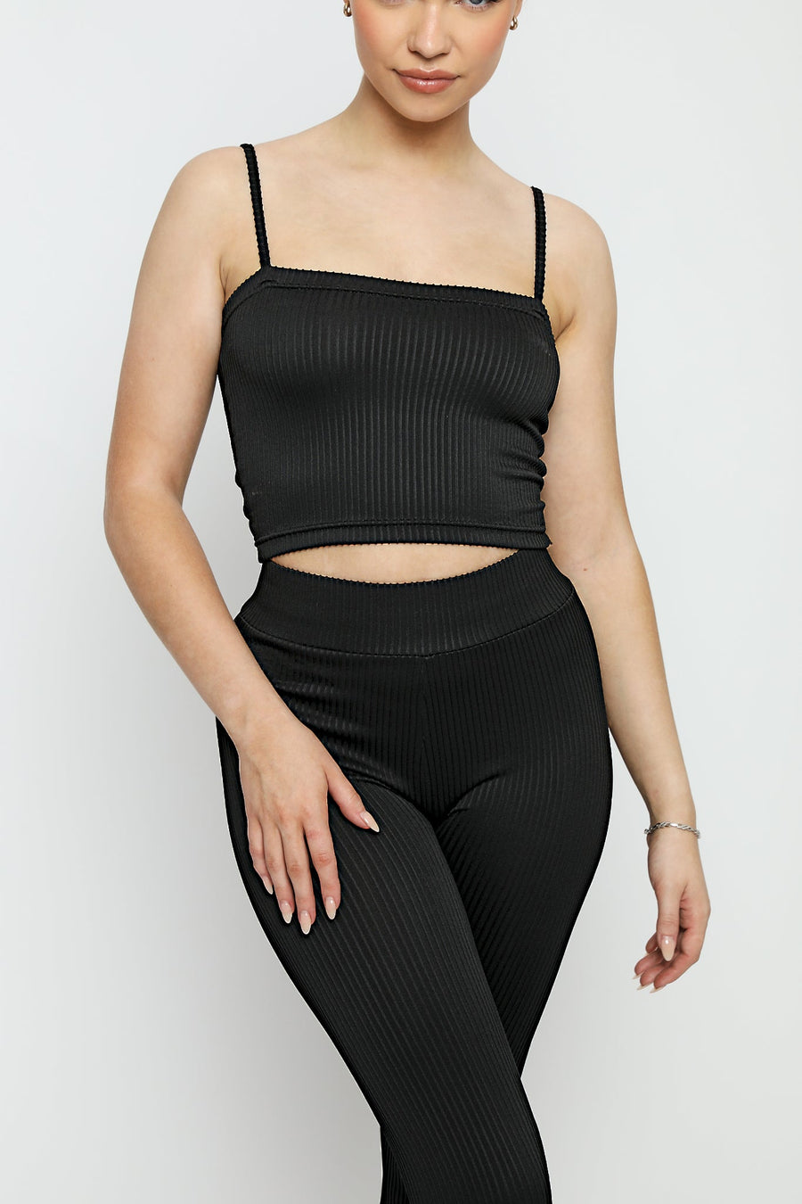Sable Textured Stripe Crop Top – Black - JMOJO - Women's Athleisure Crop Top