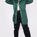 Selma Plus Size Long Denim Shirt – Green - JMOJO - Women's Oversize Denim Shirts