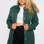 Selma Plus Size Long Denim Shirt – Green - JMOJO - Women's Oversize Denim Shirts