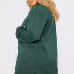 Selma Plus Size Long Denim Shirt – Green - JMOJO - Women's Oversize Denim Shirts