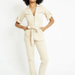 Seren Belted Denim Jumpsuit – Ecru - JMOJO - Women's Denim Jumpsuits