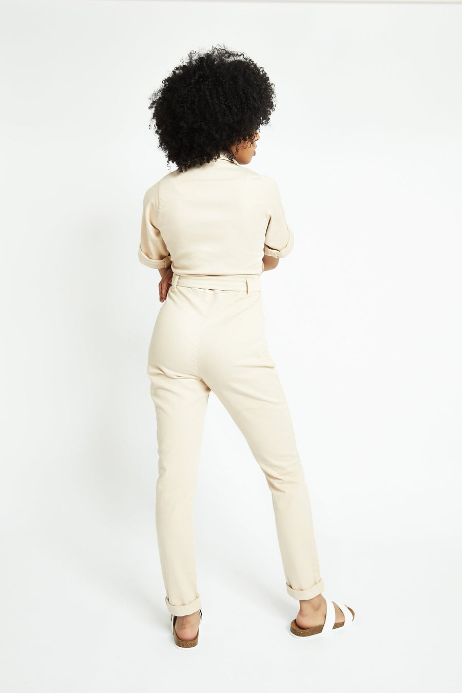 Seren Belted Denim Jumpsuit – Ecru - JMOJO - Women's Denim Jumpsuits