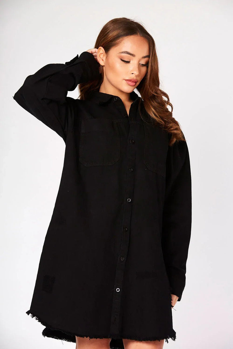 Seren Oversized Denim Shirt – Black - JMOJO - Women's Oversize Denim Shirts