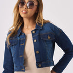 Shore Cropped Denim Jacket – Mid Blue - JMOJO - Women's Cropped Denim Jackets
