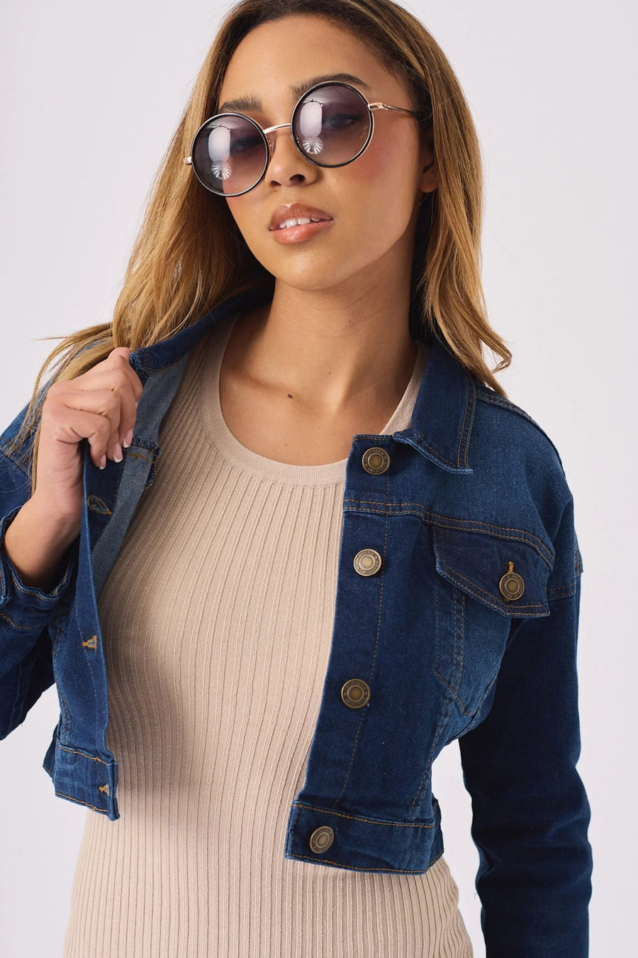 Shore Cropped Denim Jacket – Mid Blue - JMOJO - Women's Cropped Denim Jackets